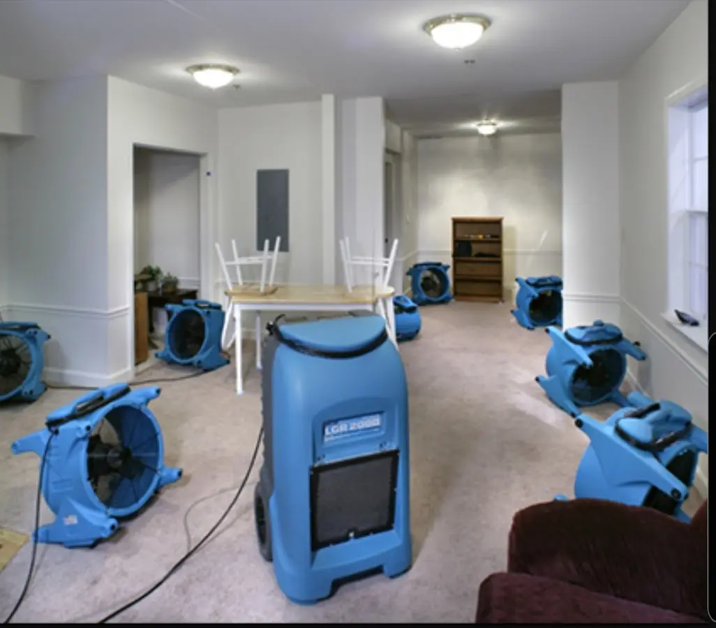 Air movers and dehumidifier setup for Water Extraction & Removal in West Lafayette