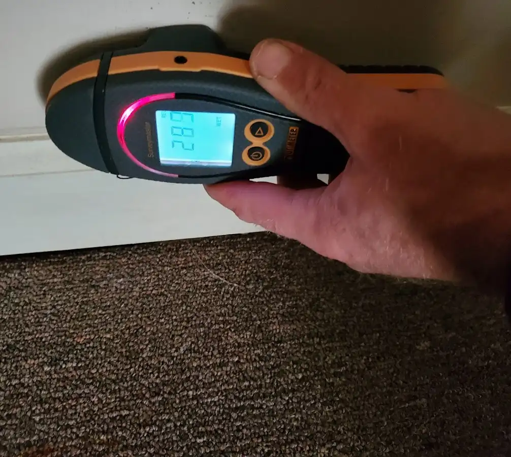 Moisture detection at baseboard during Mold Inspection & Testing in West Lafayette
